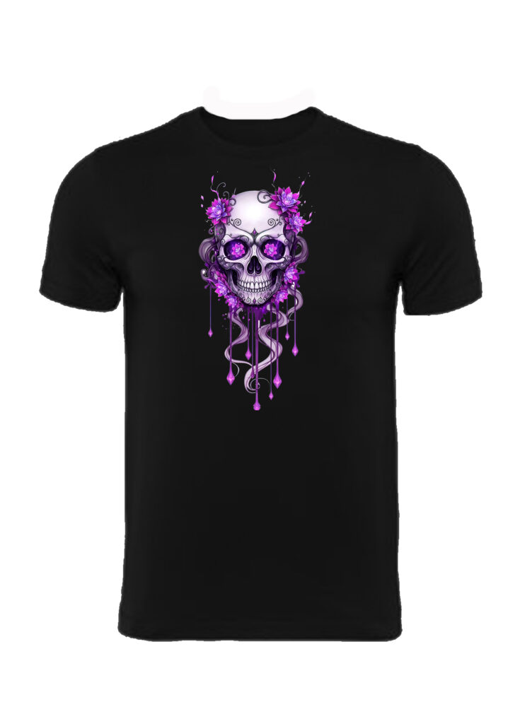camiseta calavera flores rosas0 (0)