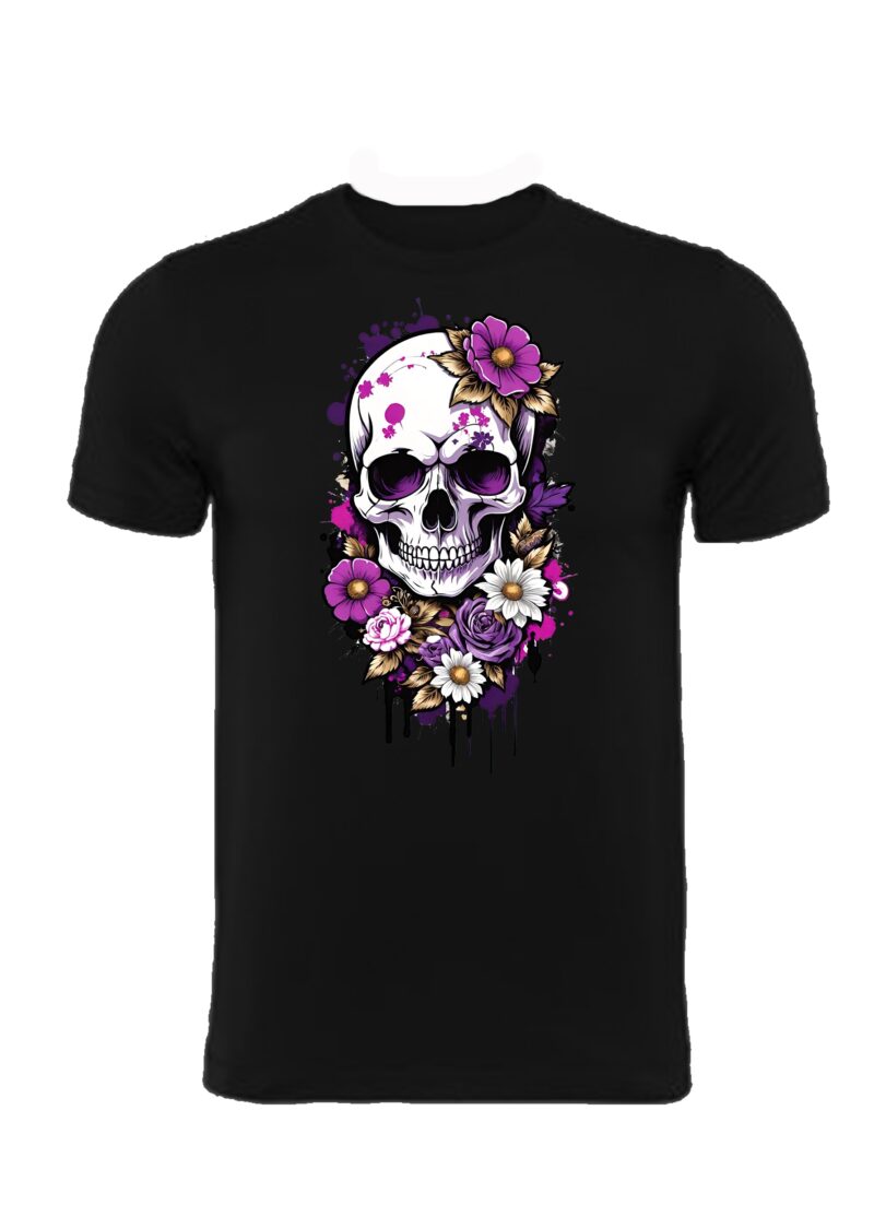 camiseta calavera rosas