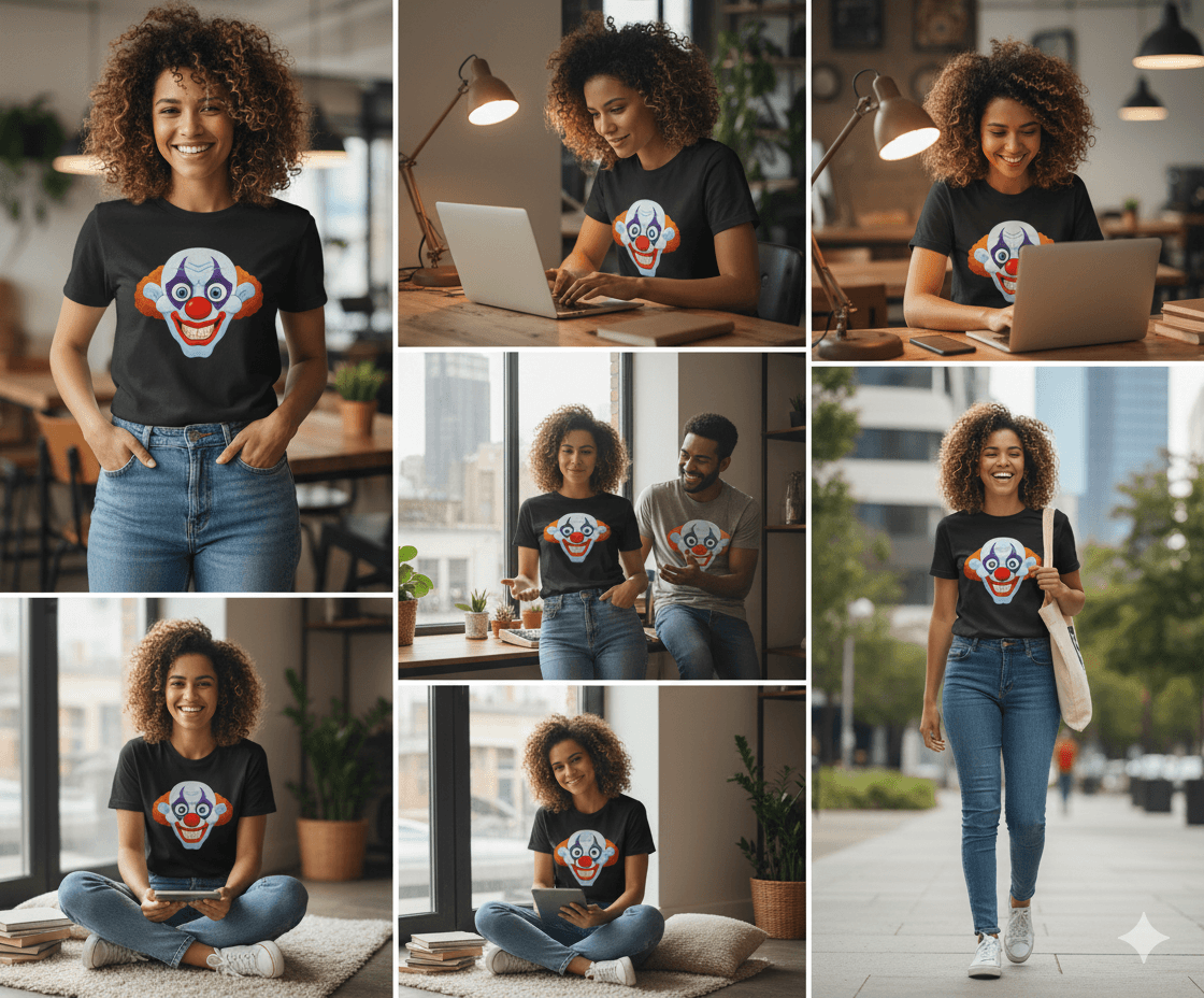 camiseta cara payaso risa