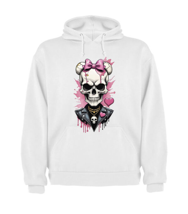 Sudadera capucha calavera rosa